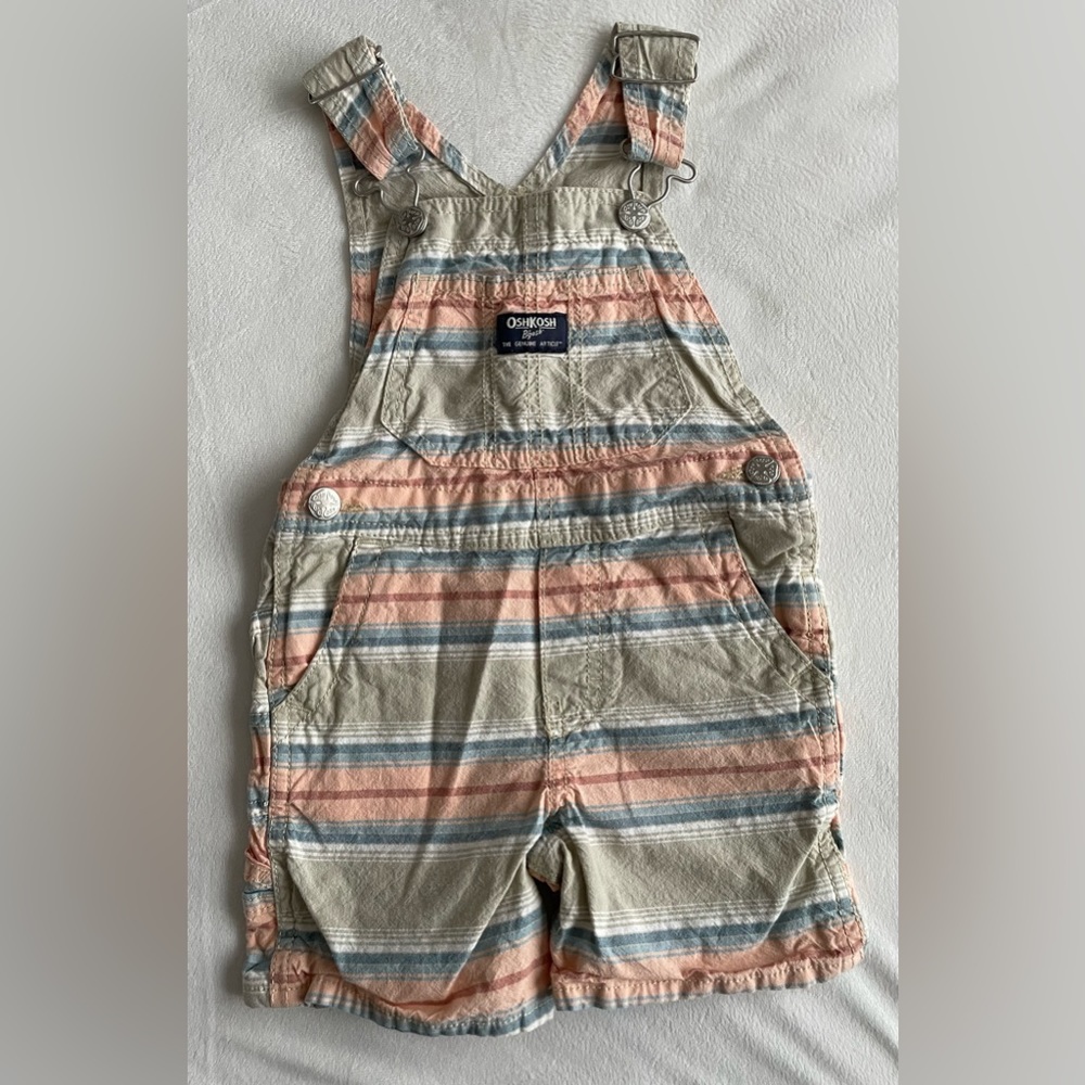 OshKosh B'gosh Striped Overalls - Blue, Orange, Cream